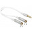 Jack 3.5mm 3pin 1x2 M / F Splitter, 0.25m Stereo SilverConnector, HQ, белый