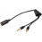 Jack 3.5mm 4pin-> 3.5mm 3pinx2 F / M, 0.4m Stereo Y-form CTIA Gold, Standart, черный