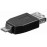 USB2.0 A-> microA F / M, адаптер прямой Nickel, Standart, черный