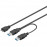 USB3.0 microB-> Ax2 M / M DualPower, 0.3m 3xShielded AWG28 Y-form, HQ, черный