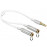 Jack 3.5mm 4pin-> 3.5mm 3pinx2 M / F, 0.25m Splitter Stereo Gold, HQ, белый