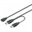 USB3.0 microB-> Ax2 M / M DualPower, 0.6m 3xShield AWG28 Y-form, Standart, черный