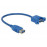USB3.0 A F / F, 0.25m D = 5.0mm AWG24 + 30 PanelMoun, HQ, синий