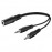 Jack 3.5mm 3pin 1x2 F / M, 0.2m Stereo-> Mono V-form, Standart, черный