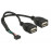 USB2.0 Ax2-> Pinheader F / F, 0.20m 10pin AWG28, HQ, красный