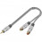 Jack 3.5mm 3pin-> RCAx2 M / F 0.15m, 2xShielded Y-form Gold Metal, HQ, серый