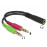 Jack 3.5mm 4pin-> 3.5mm 3pinx2 F / M, 0.1m Stereo Y-form CTIA Gold, Standart, черный